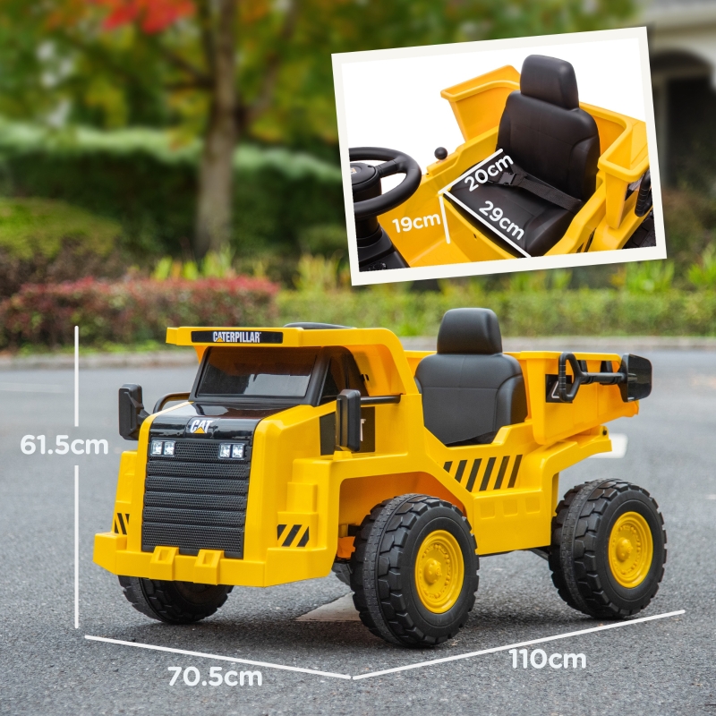 AIYAPLAY Excavator de Călărit cu Licență, cu Telecomandă, Tractor pentru Copii cu Cupă, Lopată, Muzică, Difuzor, Faruri, 110x70.5x61.5 cm, Galben(m-3)