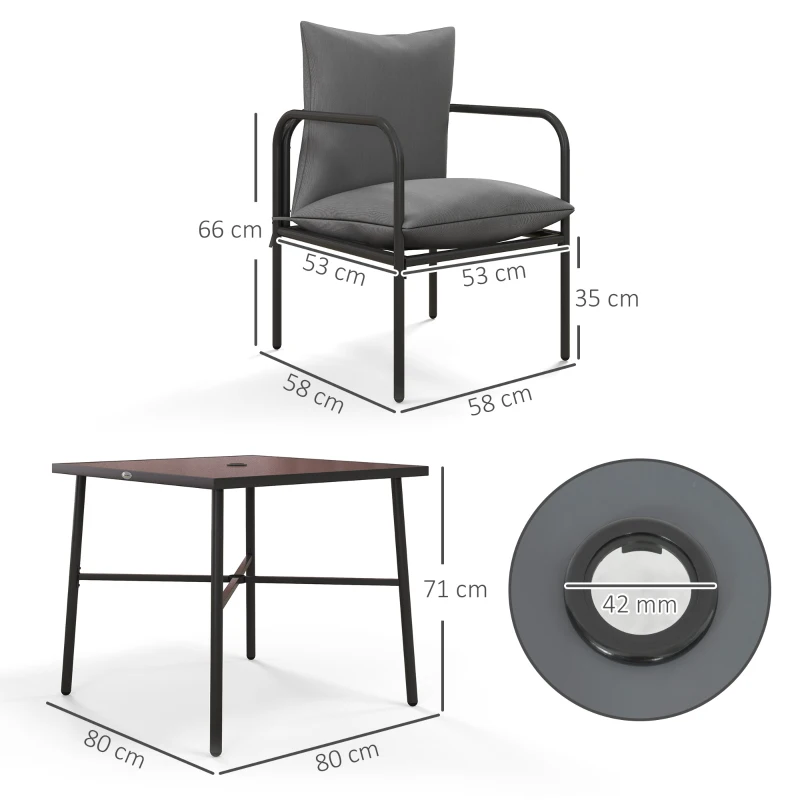 Outsunny Set de Luat Masa de Gradina din 5 Piese cu Perne Groase