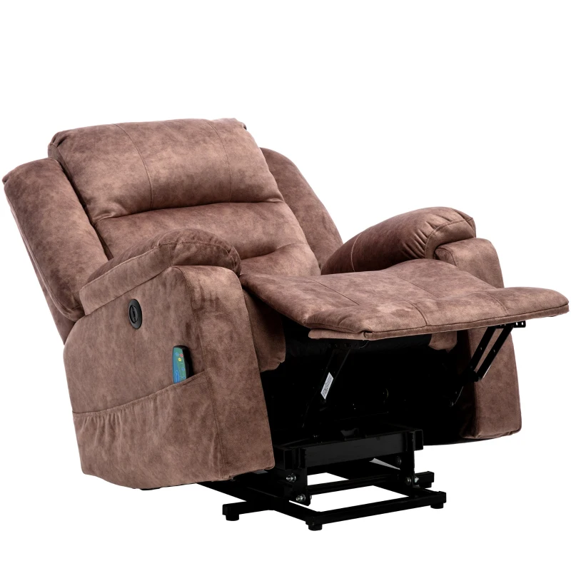 Electric Recliner Massage Chair with Heat, USB Ports, Side Pockets, Easy Assembly, for Home Living Room, 87x85x107 cm, Brown