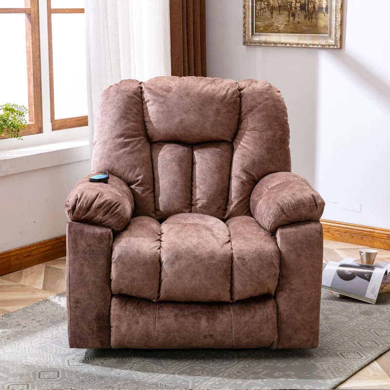 Power Massage Lift Recliner Chair with Heat & Vibration, USB Ports, Side Pockets, Easy Assembly, 100x95x102 cm, Ergonomic 6 Points Vibration Massage, Brown