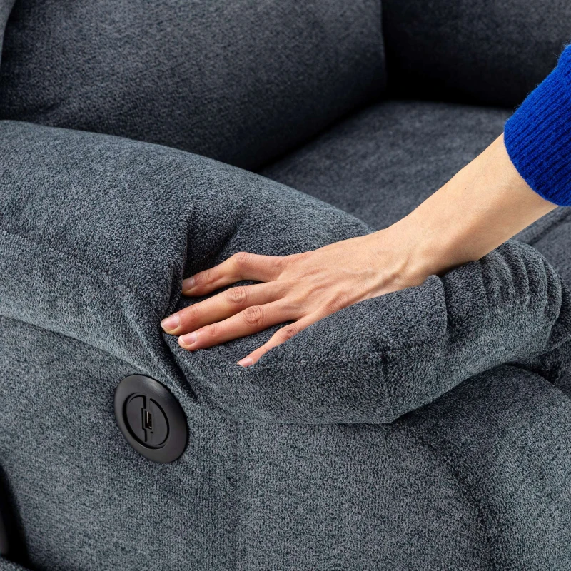 Electric Recliner Armchair with Heating Massage Points, USB Ports, Side Pockets, Executive Power Lift Massage Chair, 92x94x105 cm, Light Grey-Blue