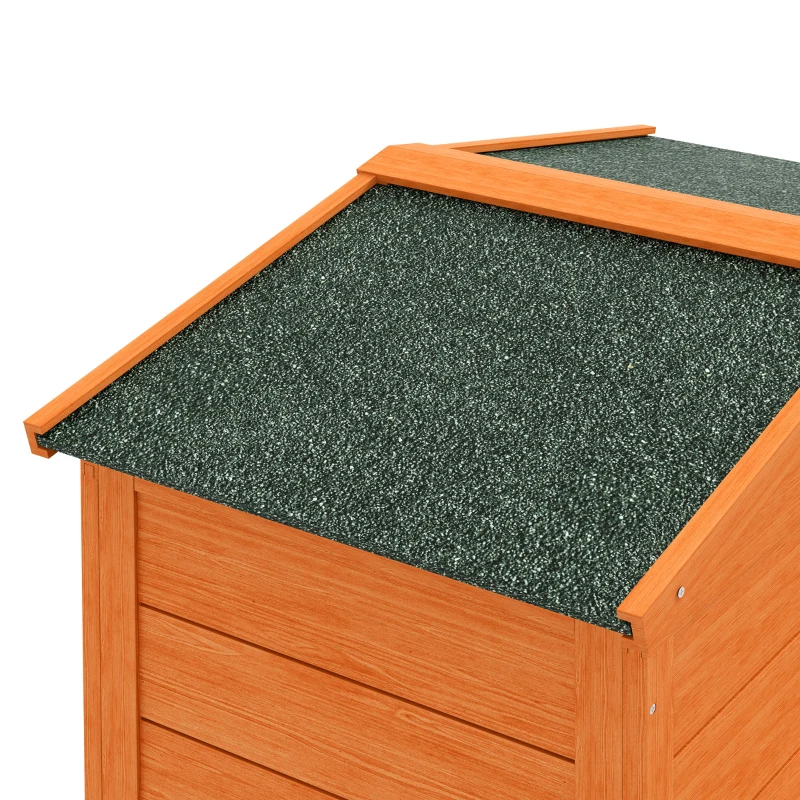 PawHut Cușcă pentru Iepuri cu 2 Nivele, Cușcă pentru Animale de Companie pentru Exterior, 150x45x85 cm, Portocaliu(m-9)
