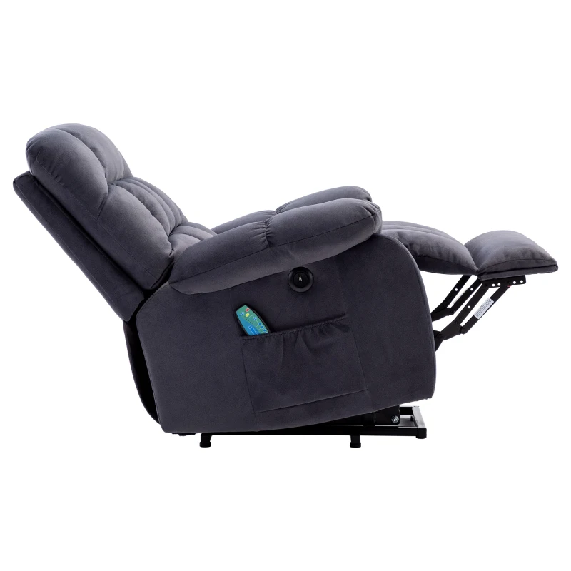 Power Lift Recliner Armchair with Heating Points, Side Pockets, Easy Assembly, Electric Massage Chair for Elderly, 91x81x104 cm, Grey