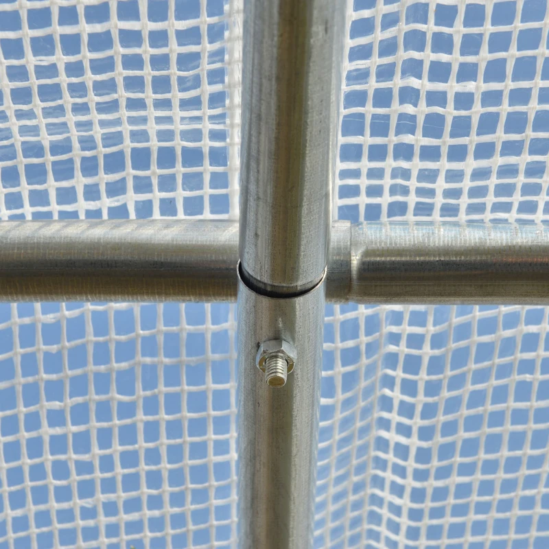 Outsunny 3 x 3 x 2 m Polytunnel Greenhouse with Roll-up Side Walls, Walk-in Grow House Tent with Steel Frame, Reinforced Cover, Zipped Door, and 6 Mesh Windows for Garden, White