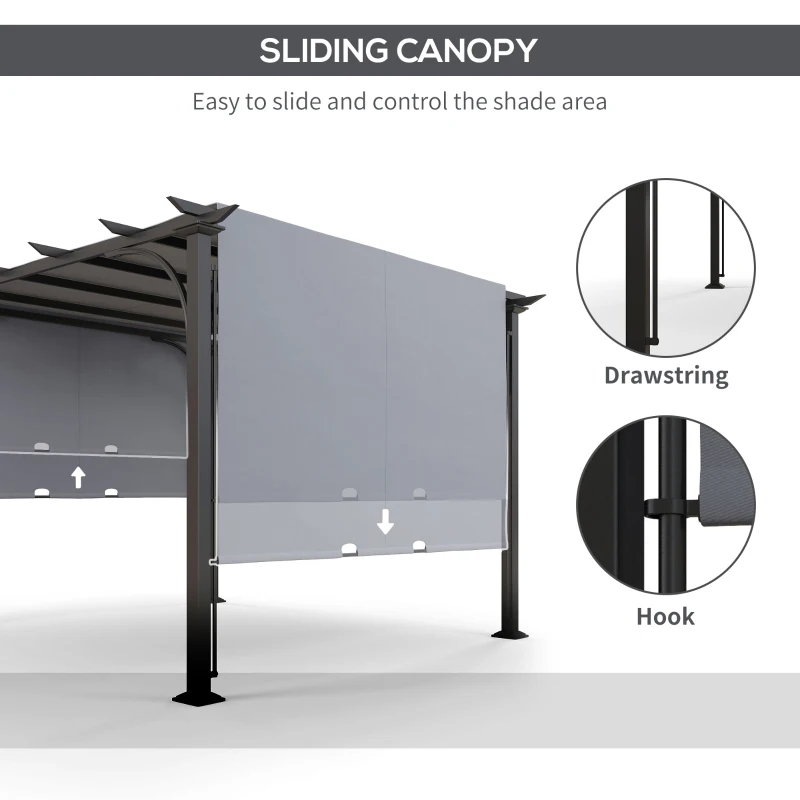 Outsunny 3 x 3(m) Outdoor Retractable Pergola, Garden Pergola Gazebo with Adjustable Canopy, Grey