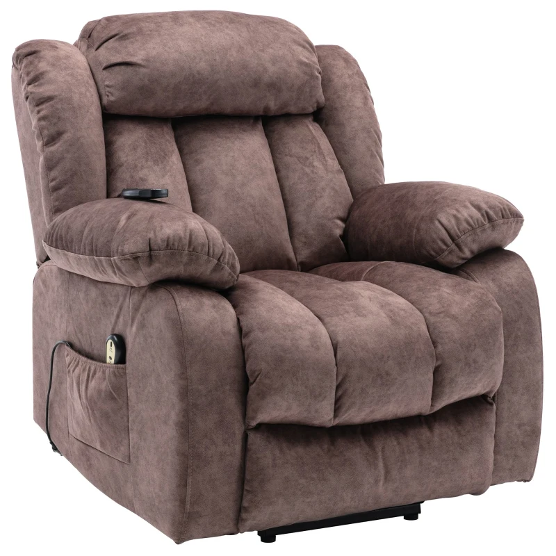 Power Lift Recliner Massage Chair with Heat & Vibration, Heavy Duty Safety Motion for Elderly, Easy Assembly, 96x95x100 cm, Brown