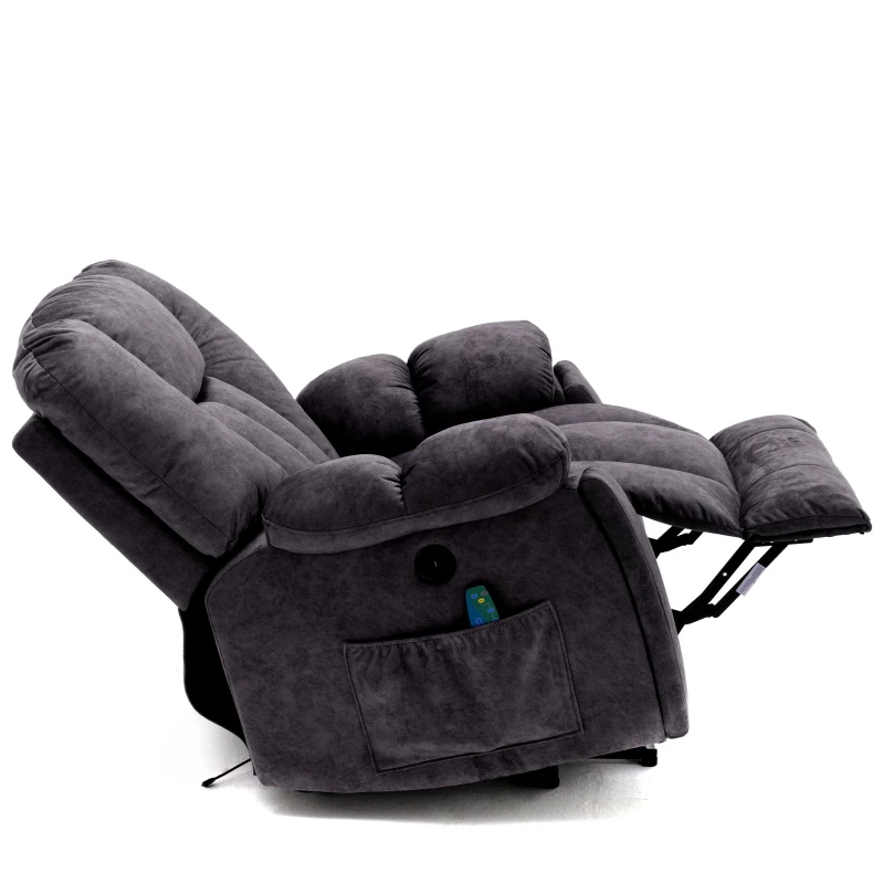 Power Massage Lift Recliner Chair with Heat & Vibration, Safety Motion Mechanism, USB Ports, Ergonomic 6 Points Vibration Massage Office Chair with Heating Massage Points - 100x95x102 cm, Dark Grey