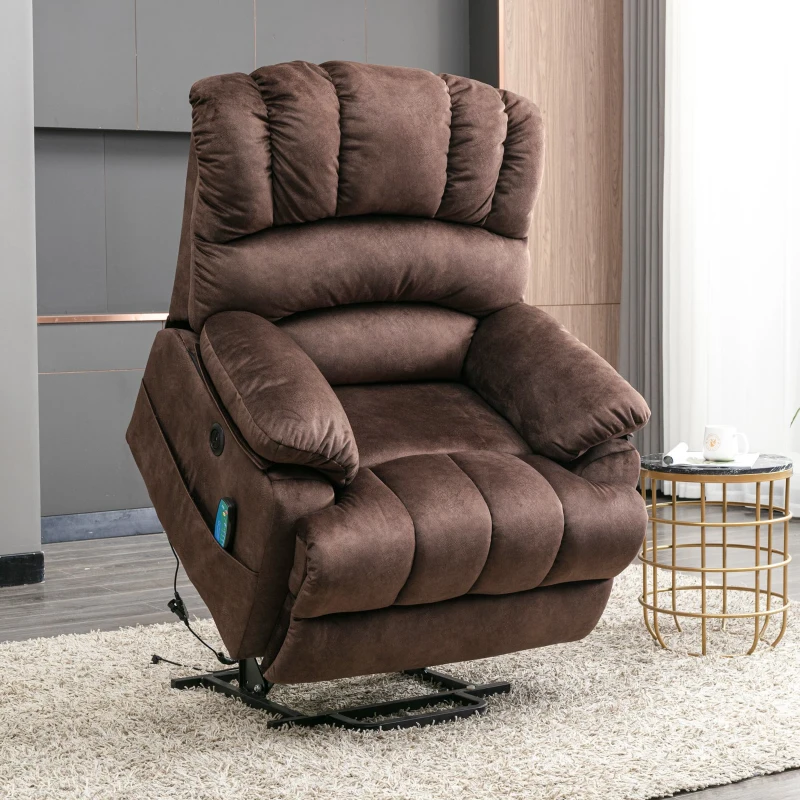 Power Lift Massage Chair with Heating Points, Side Pockets, Easy Assembly, Electric Recliner Armchair for Elderly, 103x100x106 cm, Brown