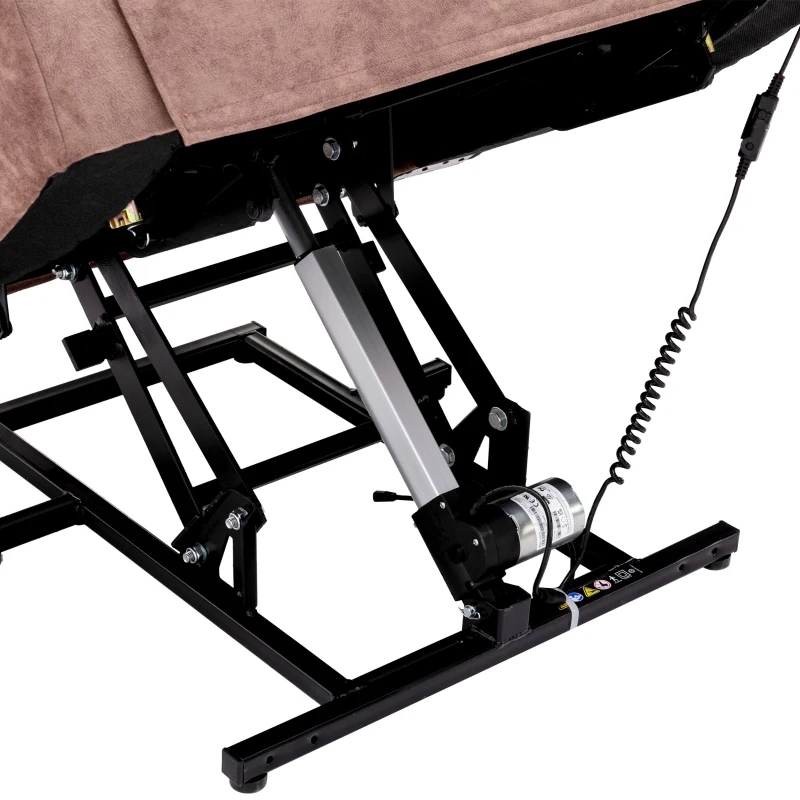 Power Massage Lift Recliner Chair with Heat & Vibration, USB Ports, Side Pockets, Easy Assembly, 100x95x102 cm, Ergonomic 6 Points Vibration Massage, Brown