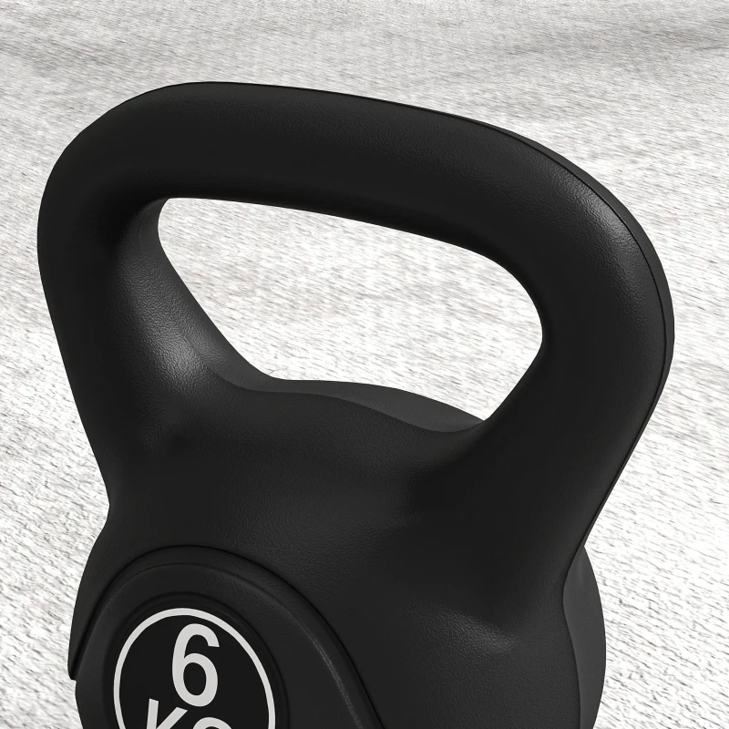 HOMCOM Peso Russo de 6 kg Kettlebell Fitness Preenchido de Areia com Punho Largo Antiderrapante 20x13x22 cm Preto