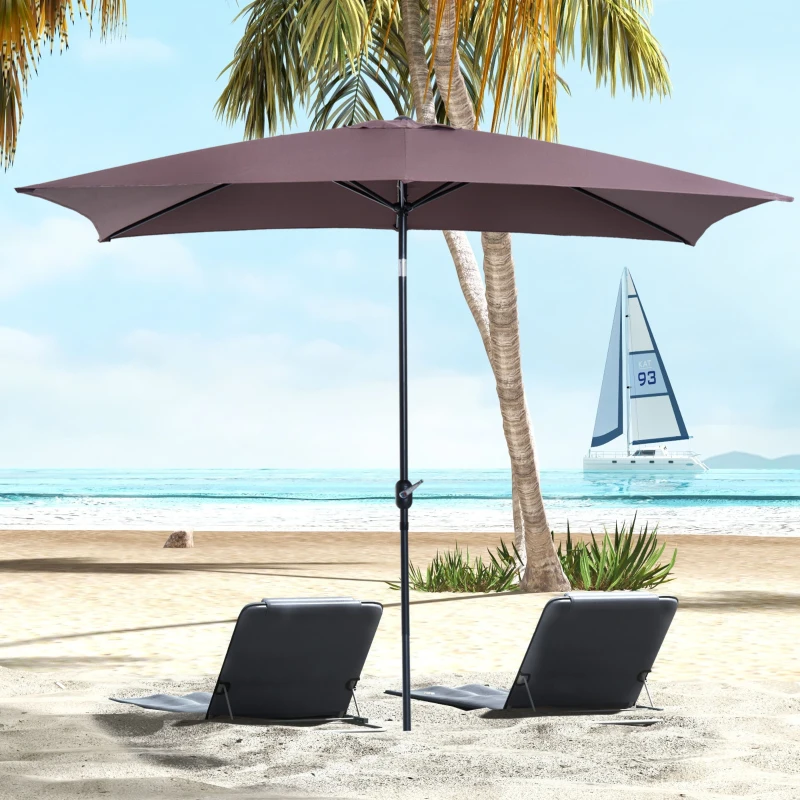 Outsunny Patio Umbrella Parasol W/ Tilt Crank-Brown