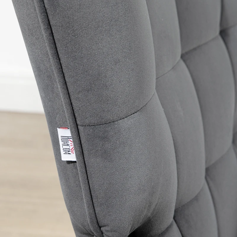 HOMCOM Fotoliu Tapițat pentru Interior cu Brațe și Taburet Integrat, Fotoliu pentru Sufragerie din Țesătură cu Efect de Catifea, 73x77.5x98 cm, Gri Închis
