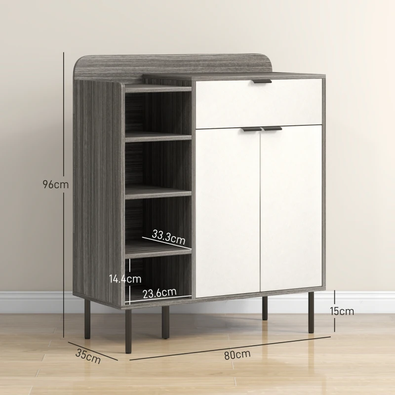 HOMCOM Modern and Minimal 12 Shoe Storage Cabinet - Grey/White
