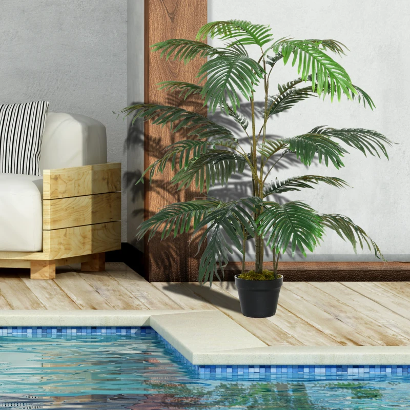 Outsunny planta decorativa plastic, 20 frunze, 140cm, verde