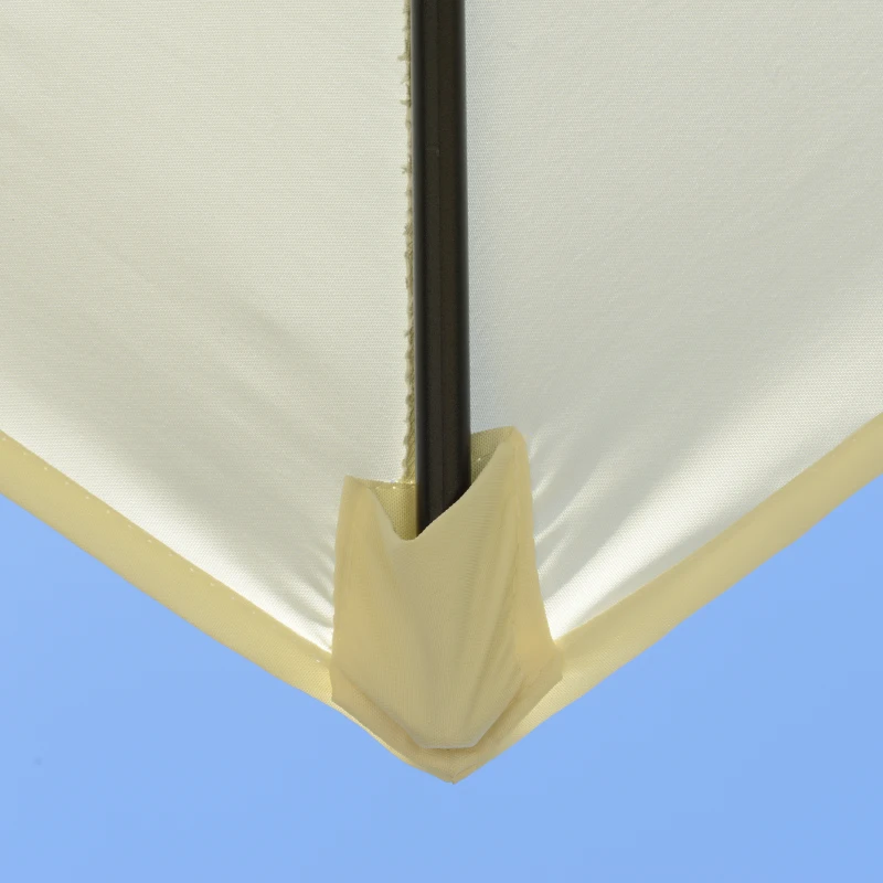 Outsunny Ombrellone da Giardino 2.6x2.5 m Anti UV Protezione 30+ con Testa Inclinabile, Palo in Alluminio e 6 Stecche, Bianco Crema