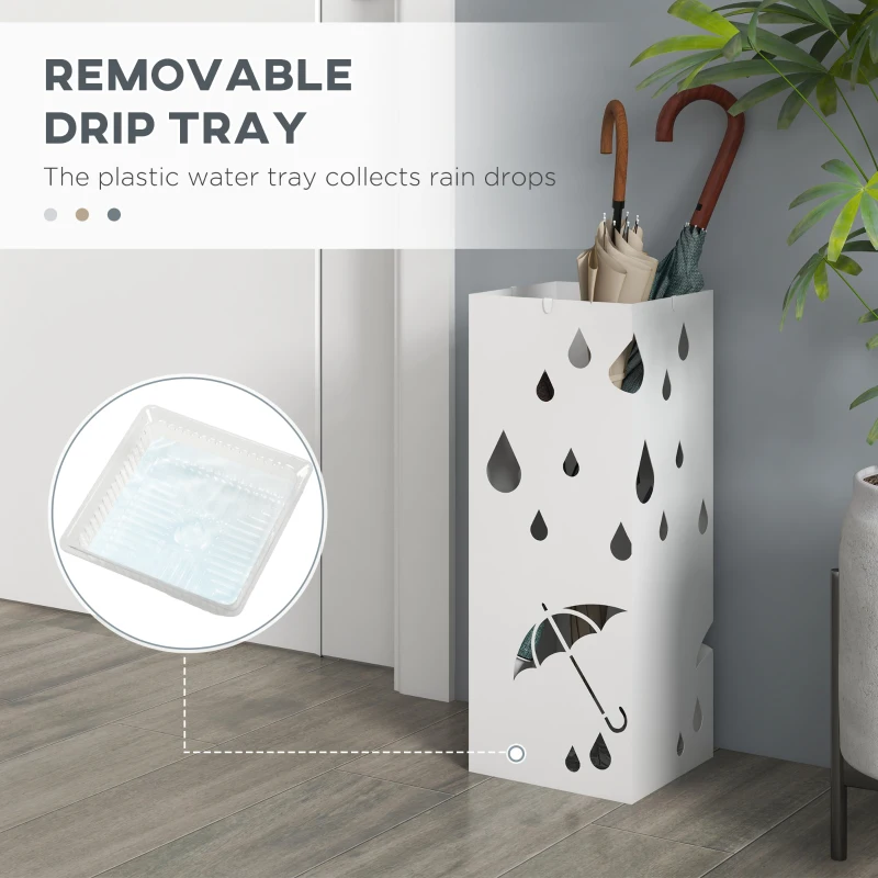 HOMCOM Six-Umbrella Steel Holder Stand - White