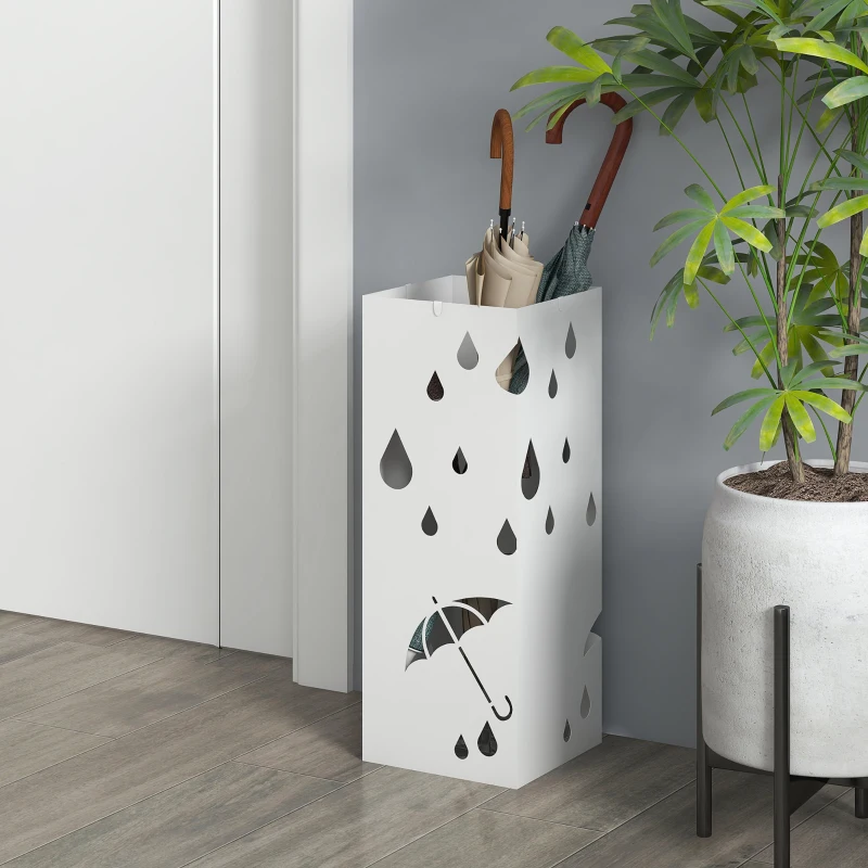 HOMCOM Six-Umbrella Steel Holder Stand - White