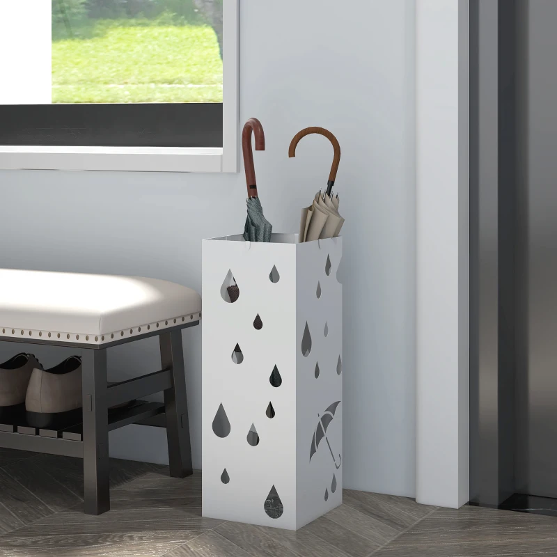HOMCOM Six-Umbrella Steel Holder Stand - White
