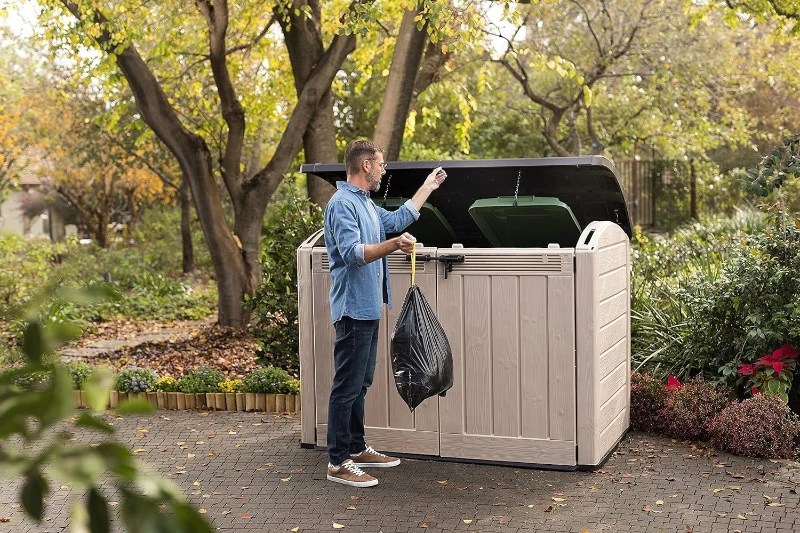 Keter Porta Attrezzi da Giardino Store-It-Out Ultra, 2000L, Effetto Legno, Beige, 177x111x134H cm