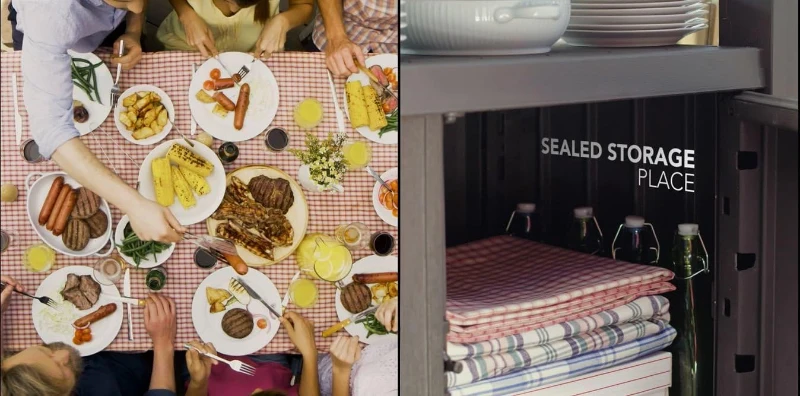 Keter Mobile Supporto Barbecue Unity, 105L, Ripiano in Acciaio, Effetto Legno, 70x54x90H cm