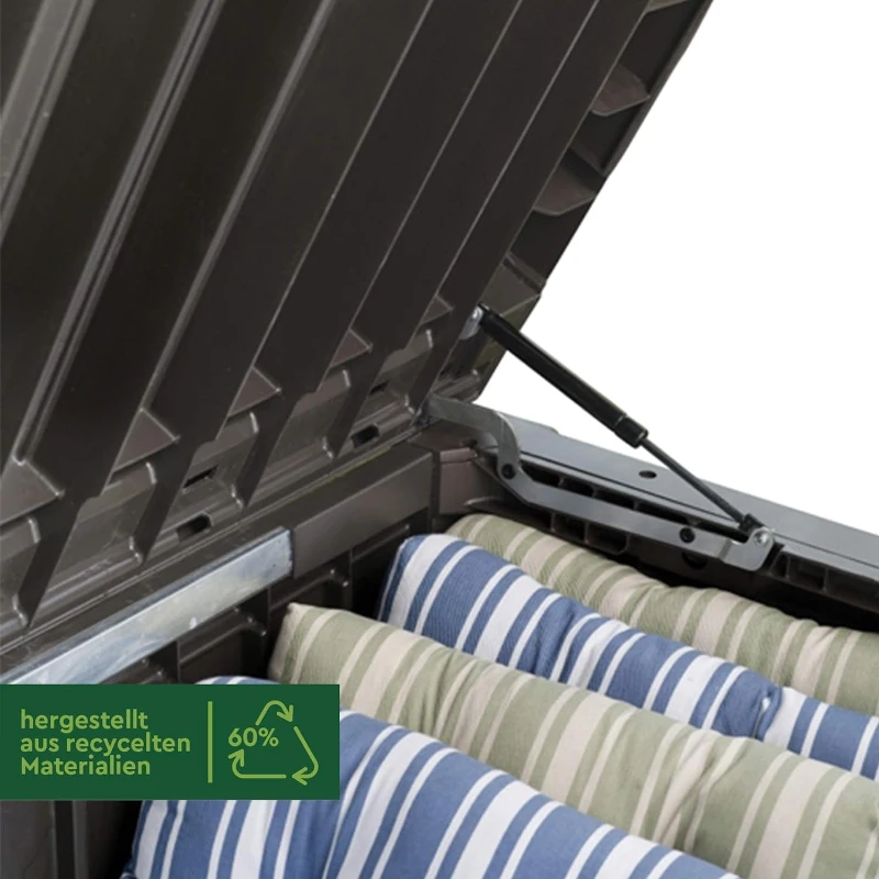 Keter Baule da Giardino Rockwood, 570L, Effetto Legno, Marrone, 155x72,4x64,4H cm