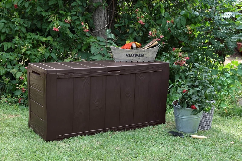 Keter Baule da Giardino Sherwood, 270L, Effetto Legno, Marrone, 117x45x58H cm
