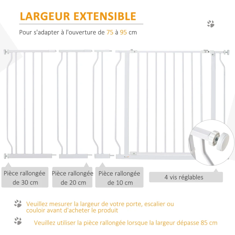 PawHut Lot de 2 barrières de sécurité barrière pour animal domestique longueur réglable escaliers couloirs portes sans perçage