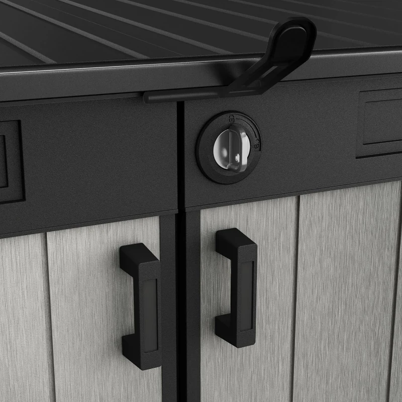 Keter Porta Attrezzi da Giardino Grande Store, 2020L, Effetto Legno Spazzolato, Grigio, 190,5x109,3x132,5H cm