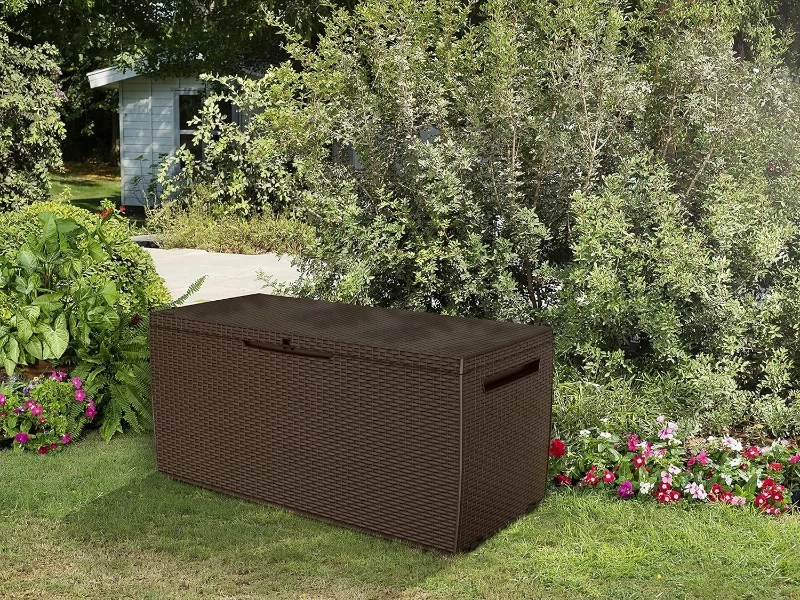Keter Baule da Giardino Capri, 305L, Effetto Rattan, Marrone, 123x53,5x57H cm