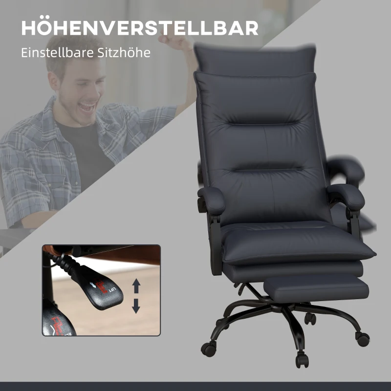 Vinsetto Massage Bureaustoel met Verwarming & Voetensteun, tot 120 kg, Donkergrijs(m-6)