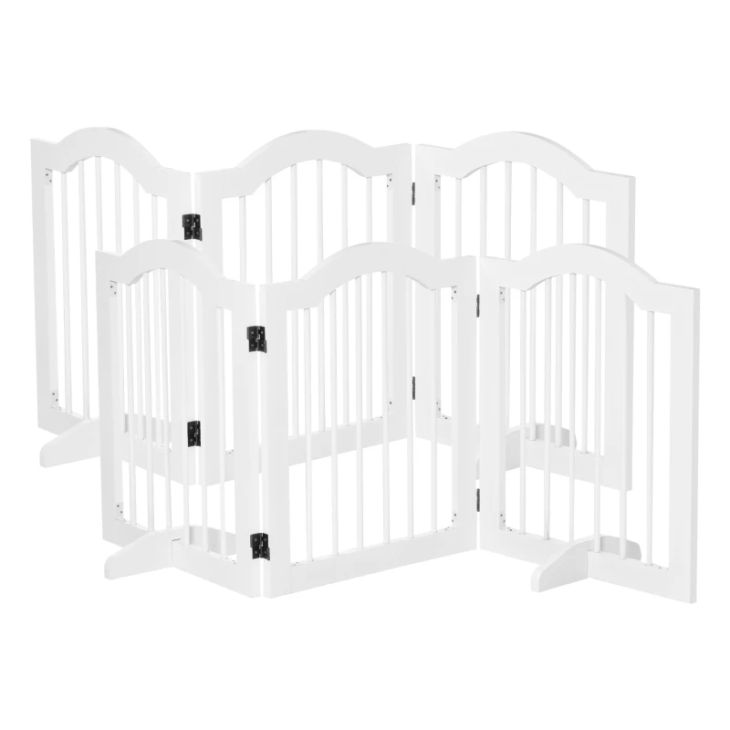 PawHut Lot de 2 barrières de sécurité barrière modulable pliable pour animaux de compagnie pied de support 154,5 x 61 cm blanc