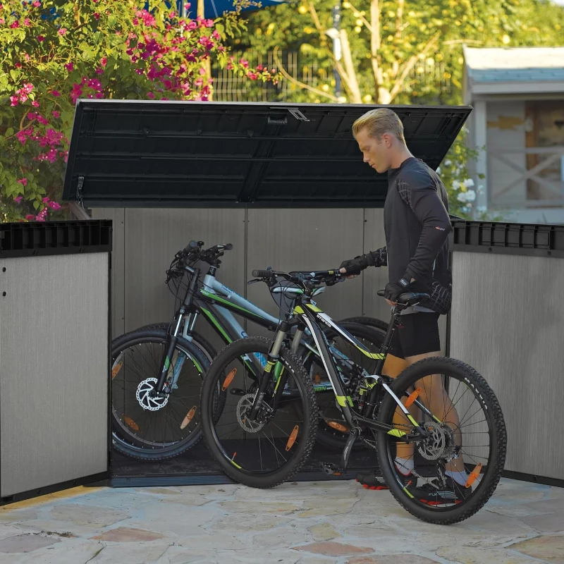 Keter Porta Attrezzi da Giardino Grande Store, 2020L, Effetto Legno Spazzolato, Grigio, 190,5x109,3x132,5H cm