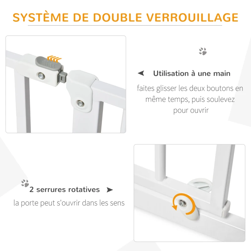 PawHut Lot de 2 barrières de sécurité barrière pour animal domestique longueur réglable escaliers couloirs portes sans perçage