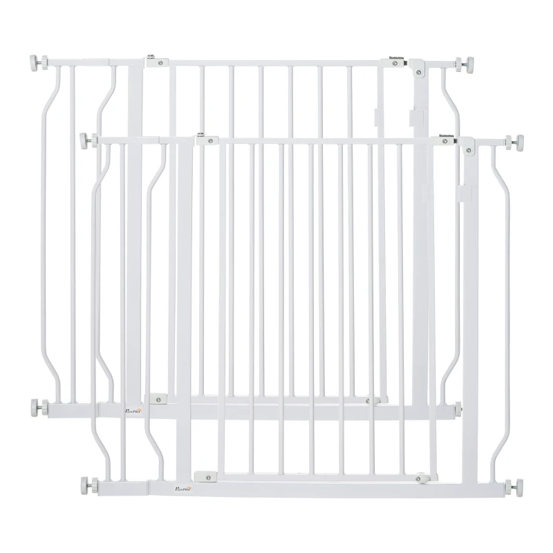 PawHut Lot de 2 barrières de sécurité pour animal longueur réglable escaliers couloirs portes sans perçage en acier ABS