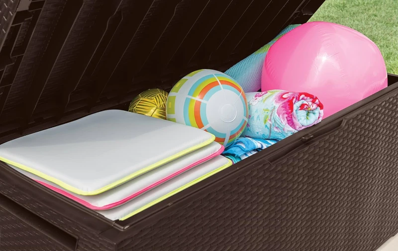 Keter Baule da Giardino Capri, 305L, Effetto Rattan, Marrone, 123x53,5x57H cm