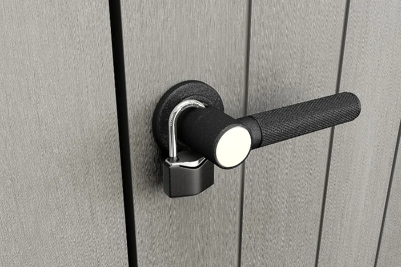 Keter Porta Attrezzi da Giardino High Store+, 1400L, Effetto Legno Spazzolato, Grigio, 140x73,6x170,4H cm