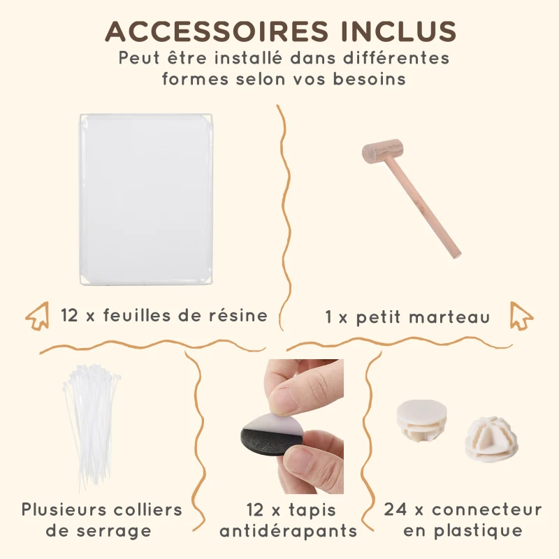 PawHut Enclos parc modulable pour petits animaux 12 panneaux pour lapin, hamster, chiot, cochon 105 x 105 x 45 cm blanc