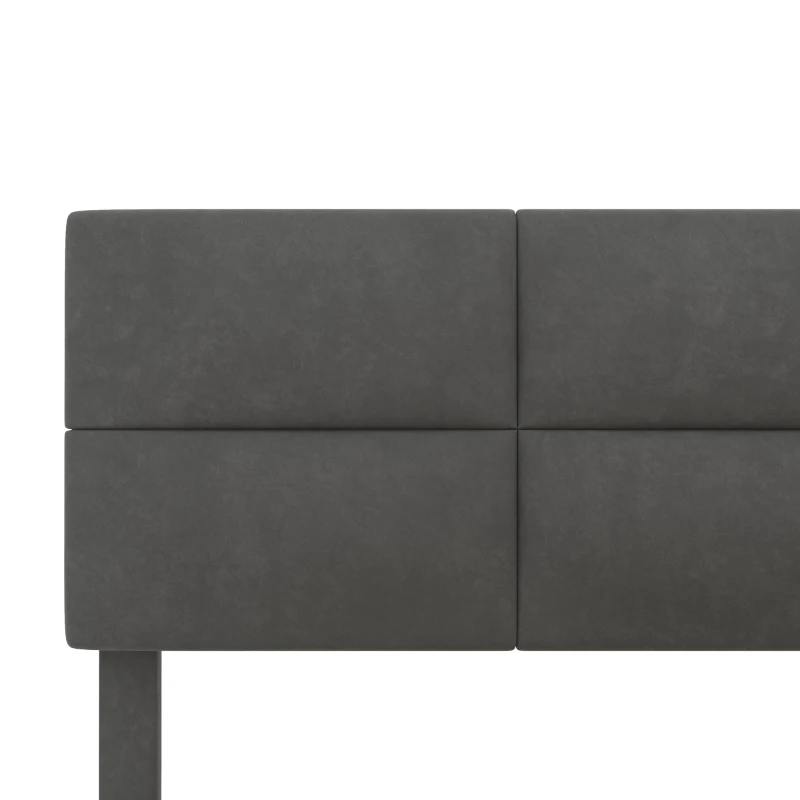 Letto Matrimoniale in Tessuto Vellutato con contenitore, Luci LED e Caricatore USB, 160x200 cm, Grigio