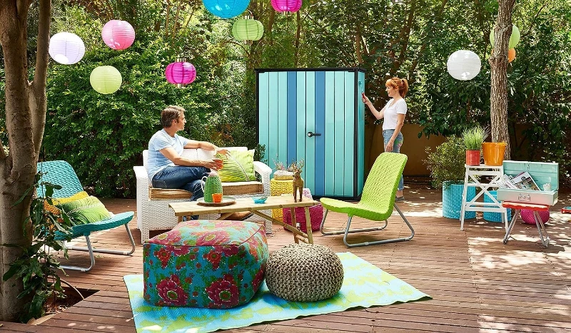 Keter Porta Attrezzi da Giardino High Store+, 1400L, Effetto Legno Spazzolato, Grigio, 140x73,6x170,4H cm