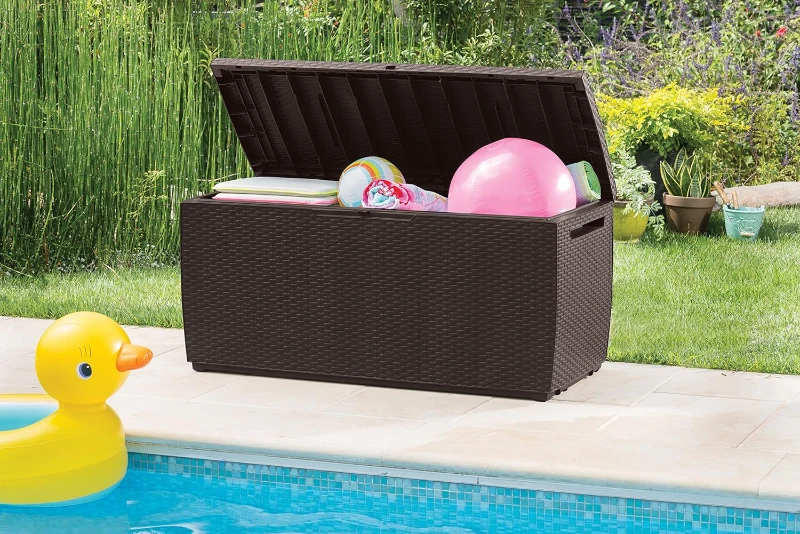 Keter Baule da Giardino Capri, 305L, Effetto Rattan, Marrone, 123x53,5x57H cm