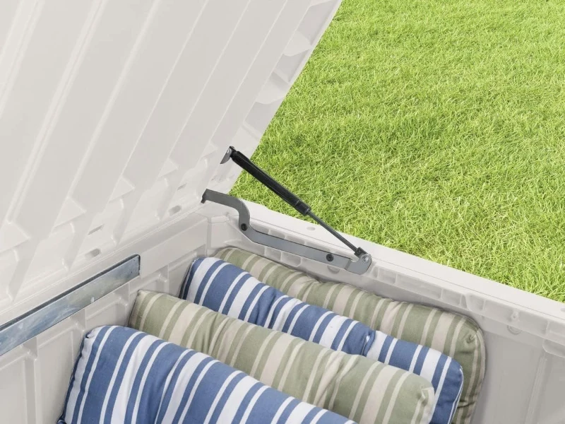 Keter Baule da Giardino Brightwood, 454L, Effetto Legno, Bianco, 145x69,7x60,3H cm