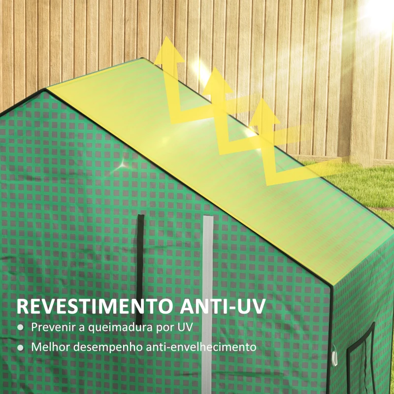 Outsunny Cobertura de Substituição para Estufa 140x73x190 cm com Janela, Porta com Fecho Éclair, Anti-UV, Proteção de Plantas, Verde