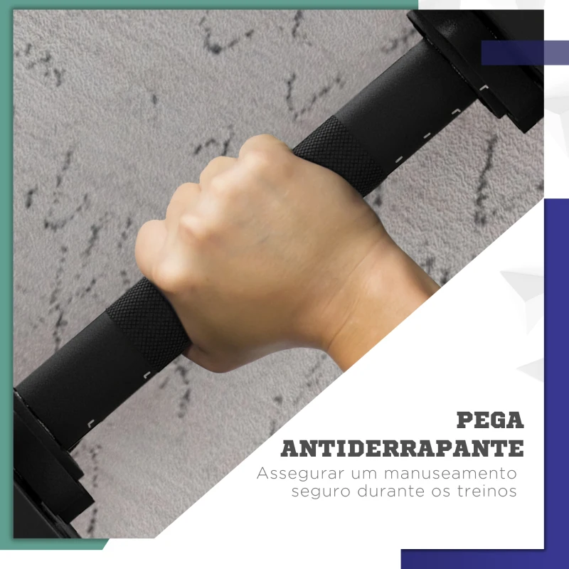SPORTNOW Kit de Halteres 20kg 2 em 1 com Barra de Pesos Pega Antiderrapante para Treino de Força Preto Verde
