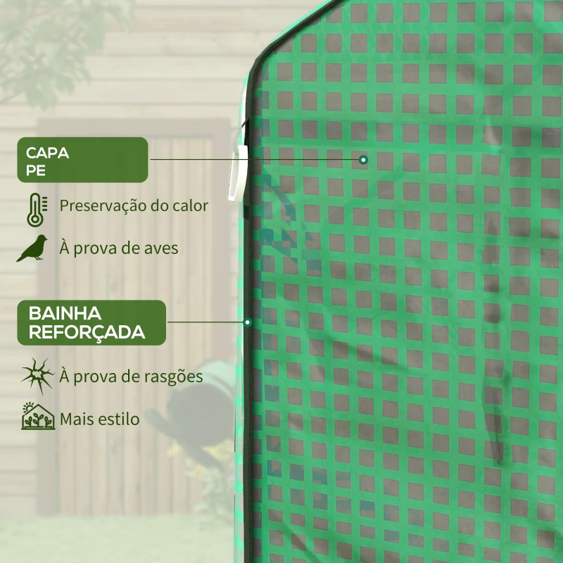 Outsunny Cobertura de Substituição para Estufa 140x73x190 cm com Janela, Porta com Fecho Éclair, Anti-UV, Proteção de Plantas, Verde