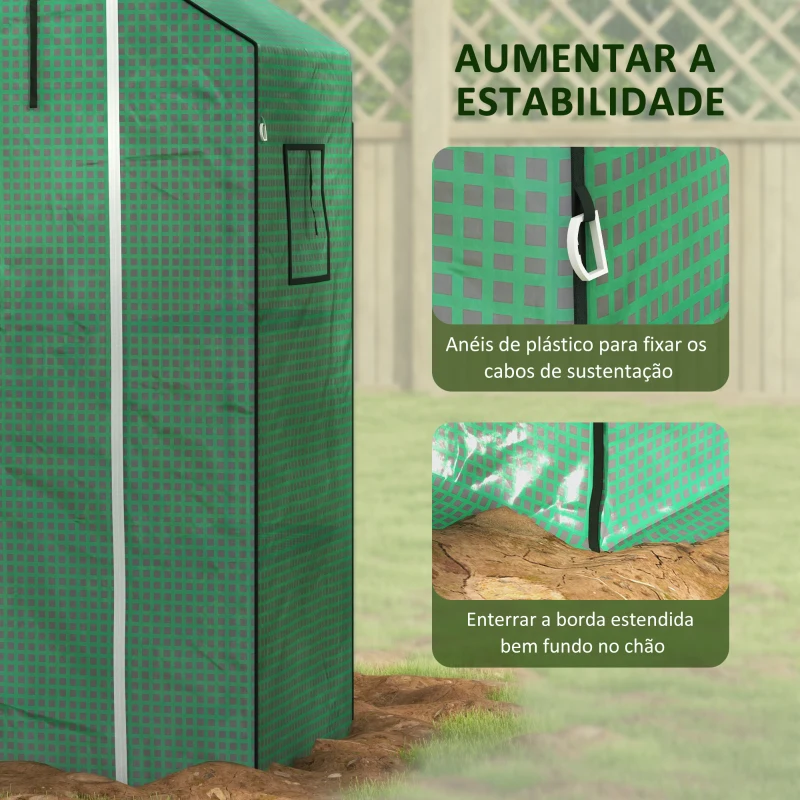 Outsunny Cobertura de Substituição para Estufa 140x73x190 cm com Janela, Porta com Fecho Éclair, Anti-UV, Proteção de Plantas, Verde