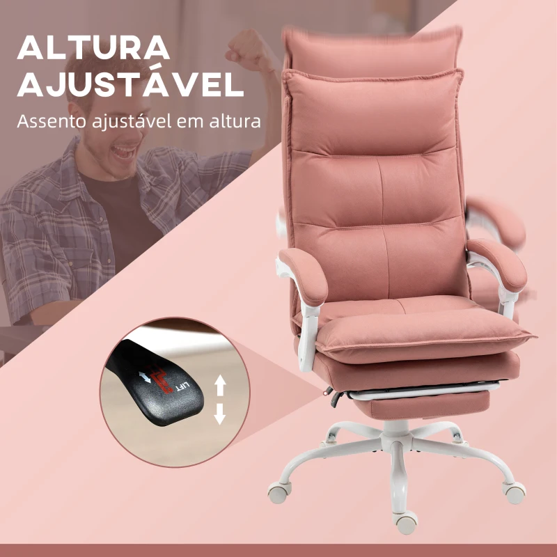 Vinsetto Cadeira de Escritório com 6 Pontos de Massagem e 5 Modos Reclinável com Função de Aquecimento 66x74x114-121,5 cm Rosa