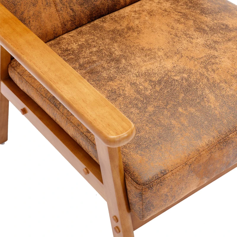Fauteuil Relax Mid-Century Modern avec Accoudoirs et Pieds en Bois Massif pour Salon et Chambre à Coucher, Café