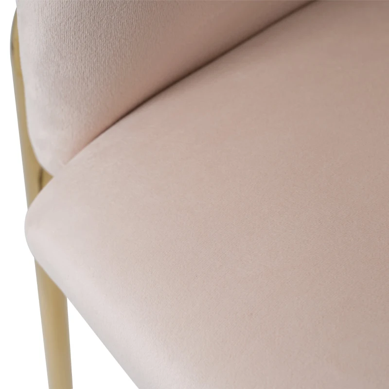 Lot de 6 chaises de salle à manger tapissées en velours, légères et élégantes, quatre pieds en métal, pour salon et chambre, Beige