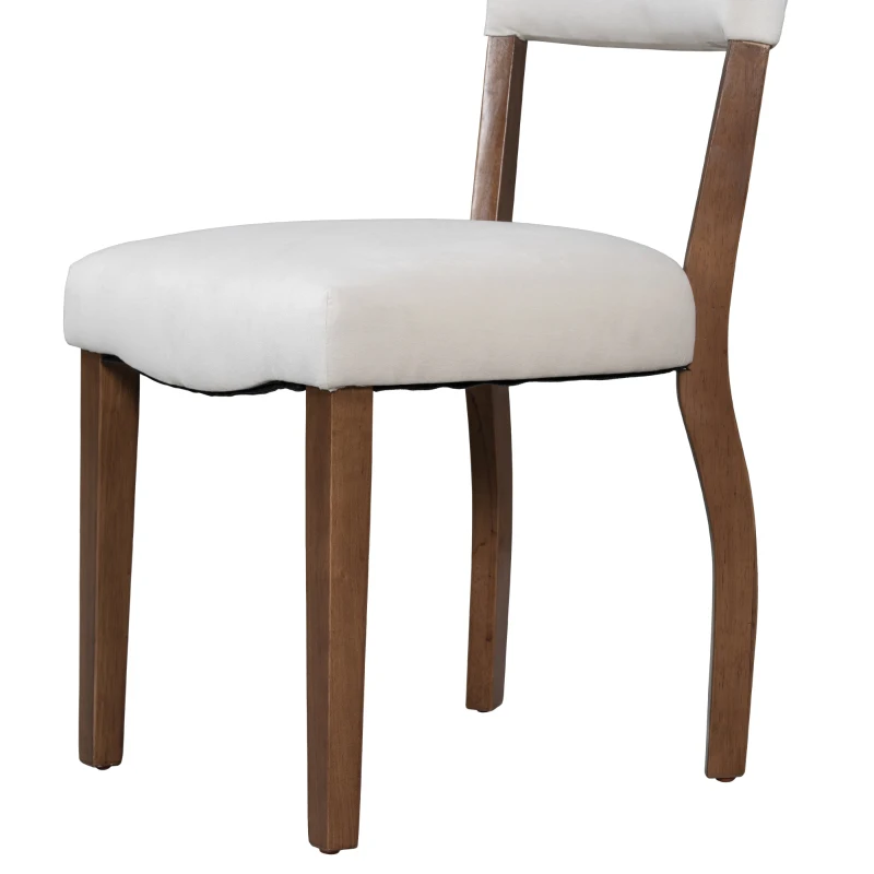 Ensemble de 6 chaises de salle à manger en velours rembourrées avec pieds en bois, design moderne minimaliste pour salon et chambre à coucher - chaises salle à manger pas cher, Blanc