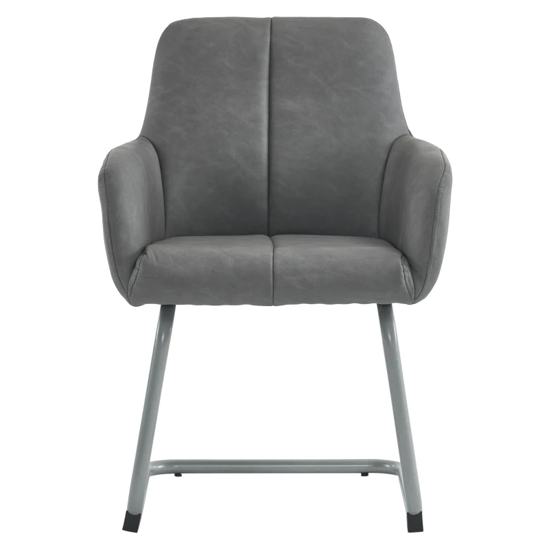 Ensemble de 2 Chaises de Salle à Manger Modernes avec Pieds Courbés en Acier, Assise Ergonomique en Microfibre, Gris